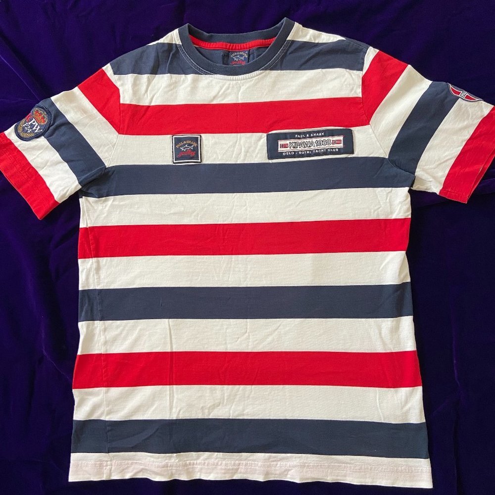 Paul &Shark T-Shirt Size M Men’s Stripped Logo Kipawa 1938